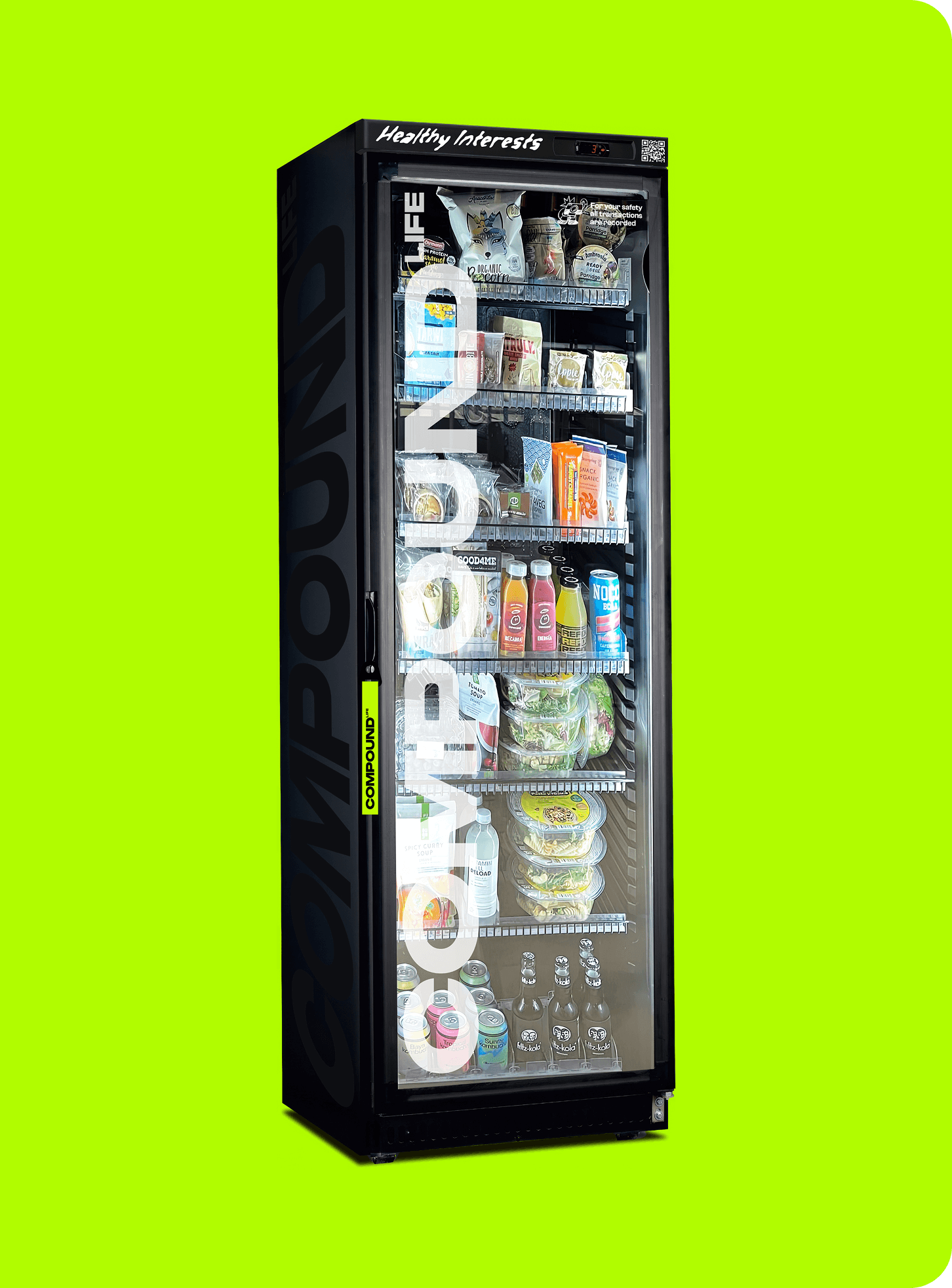 The Compound smart kiosk — fully stocked with meals, snacks and drinks